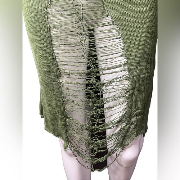Local European Distressed Halter Cover Up Dress Green Size Small - Picture 5 of 5